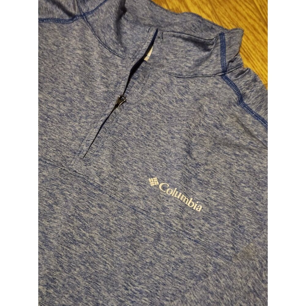 Columbia Sweater Mens L Blue 1/4 Zip Pullover Omni Wick Lightweight